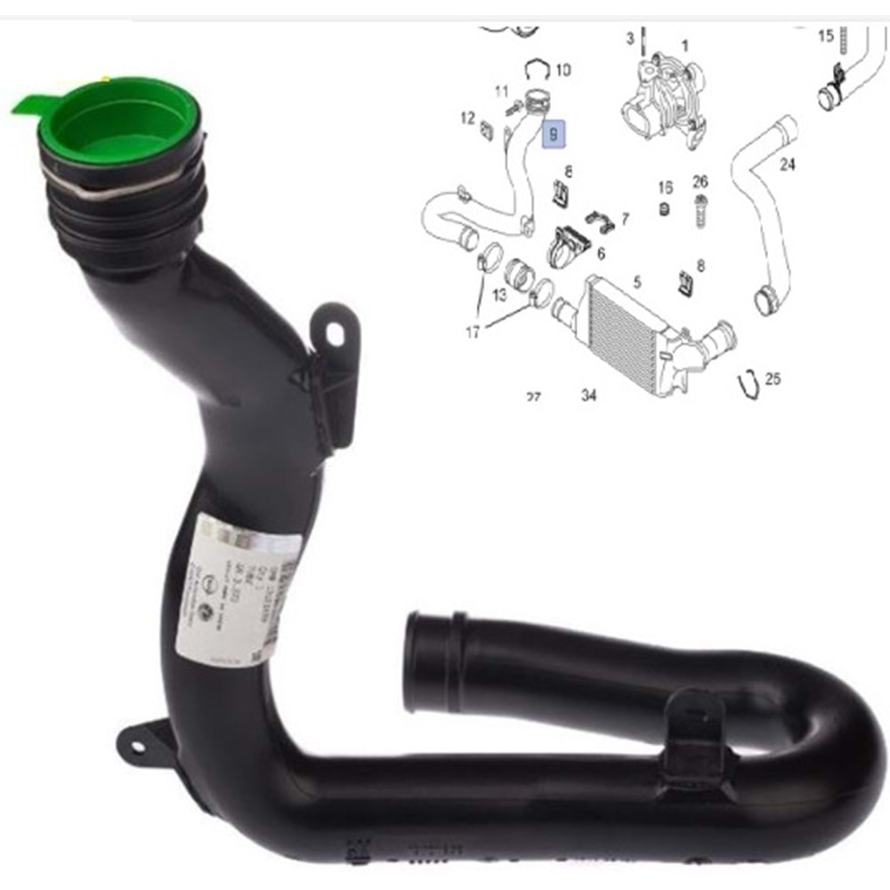 Opel Corsa C 1.3 Dizel Turbo Ara Soğutucu Hortumu Uzun Orijinal