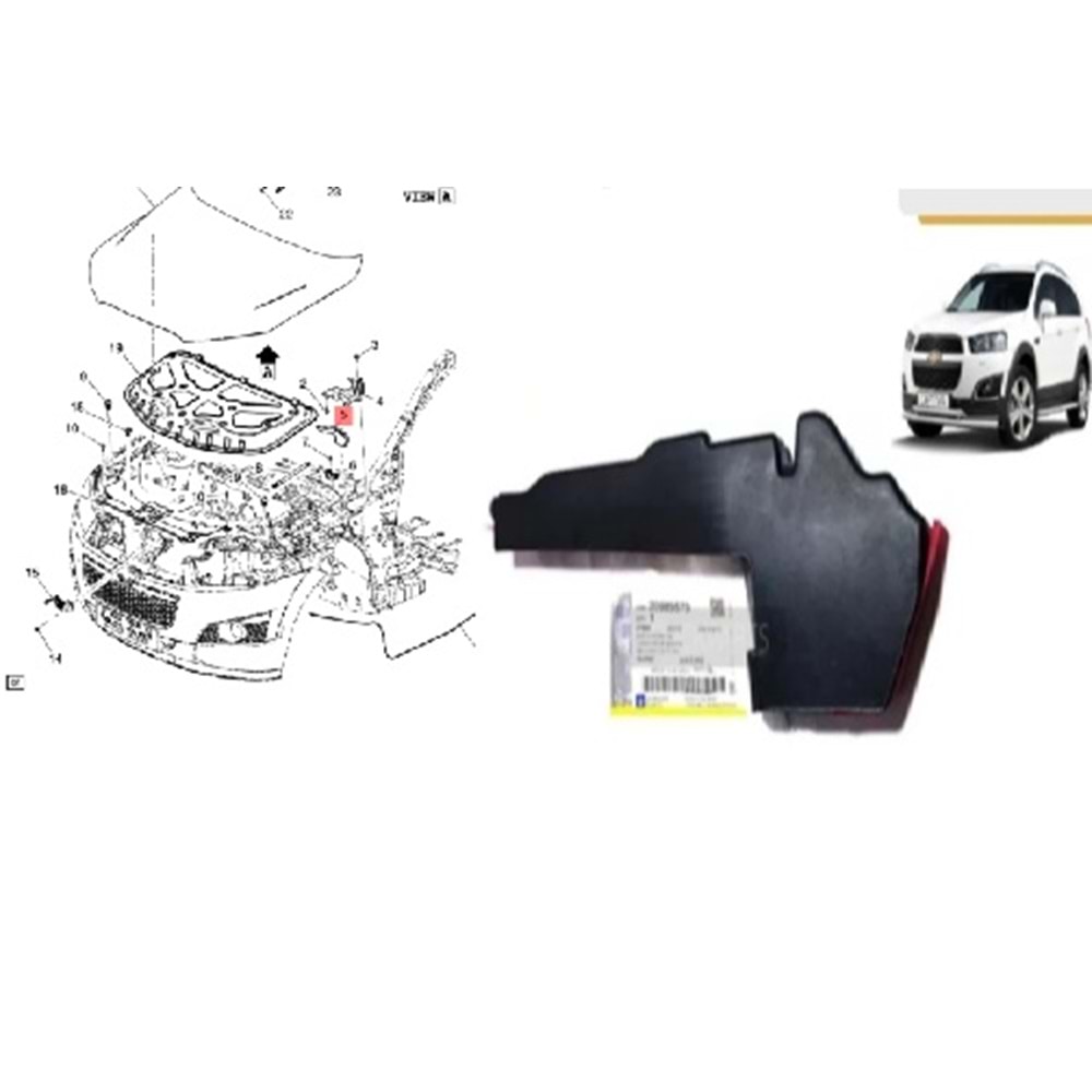 Motor Kaput Süngeri Captiva C140 Sol Orjinal 20989569