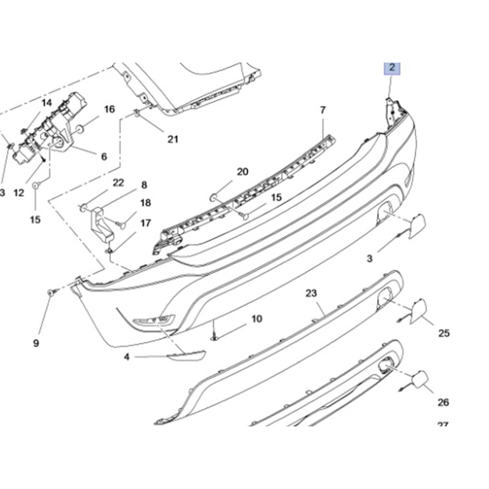 Arka Tampon Crossland X 17>20 Sensörlü Orjinal 39122460 39142806 39157470