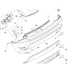 Arka Tampon Crossland X 17>20 Sensörlü Orjinal 39122460 39142806 39157470
